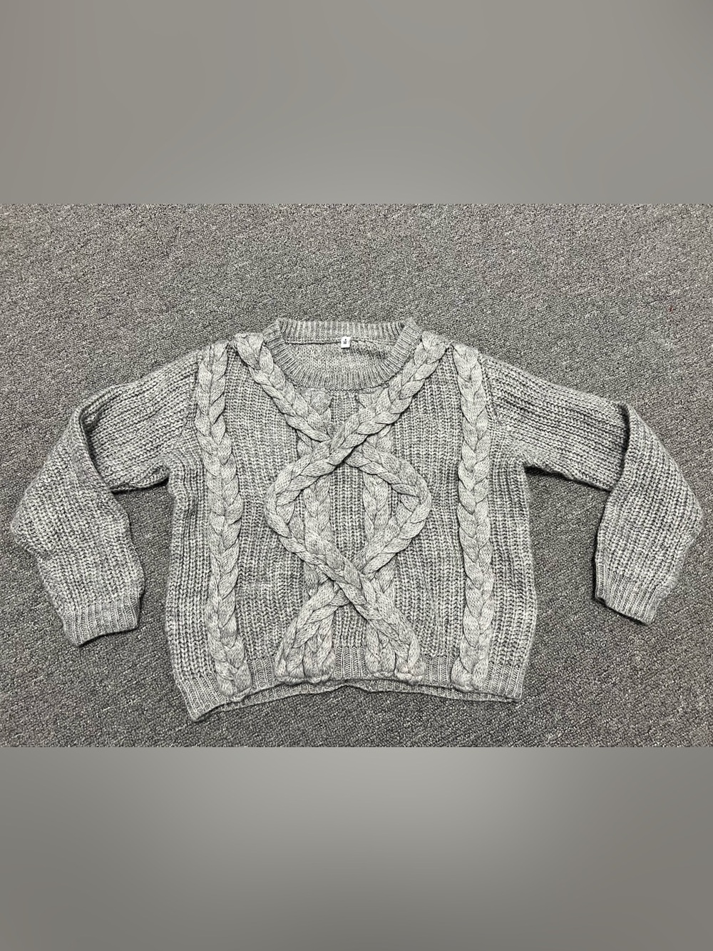 Girl’s Gray Cable Knit Crewneck Sweater 5T